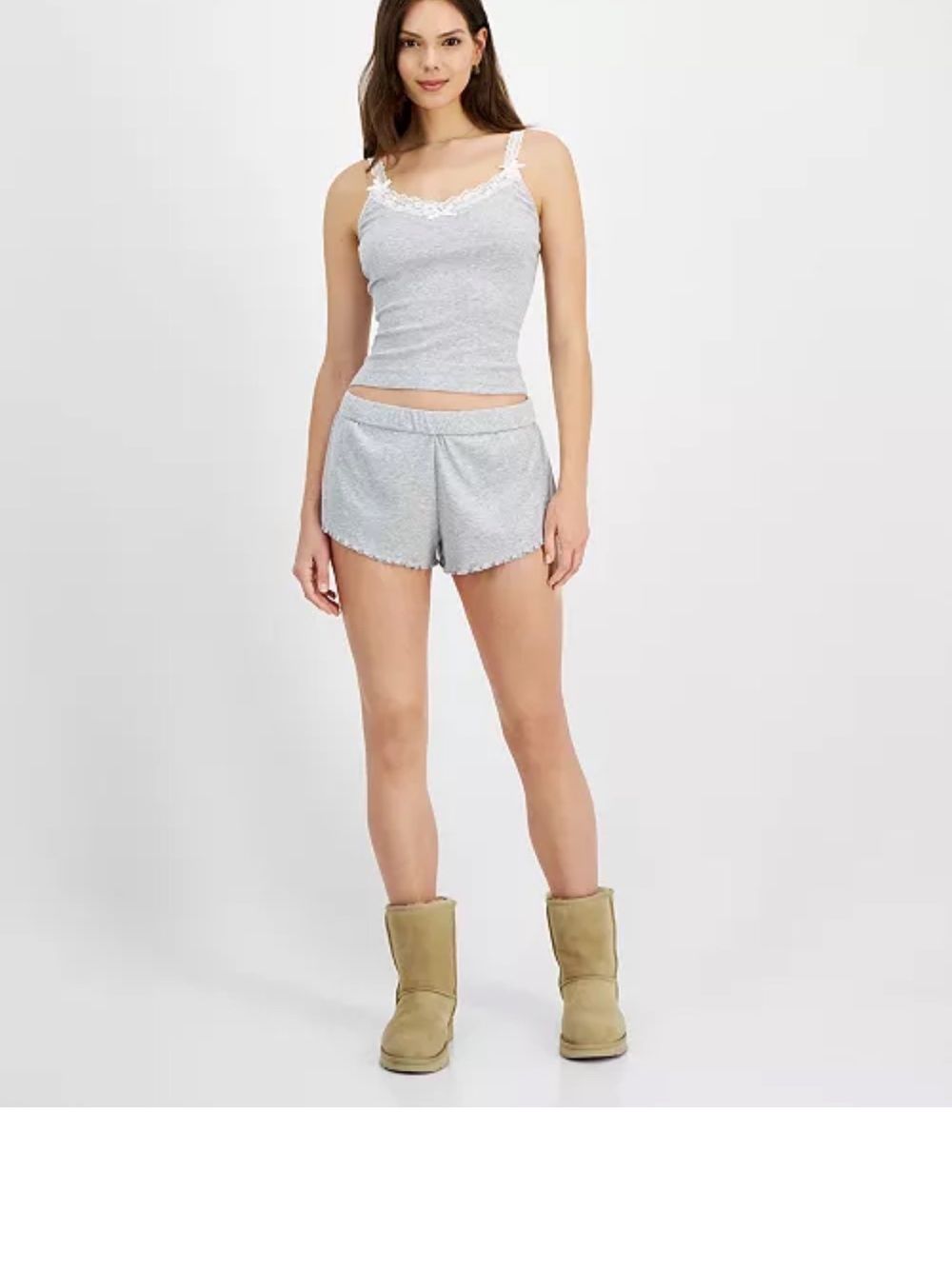 Just Polly Juniors' Pointelle Camisole Top & Boxer Shorts
